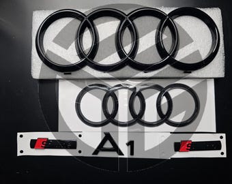 Audi A1 2010-2018 Gloss Black Badges Grille/Boot/Fender Full Set 2 X S-Line