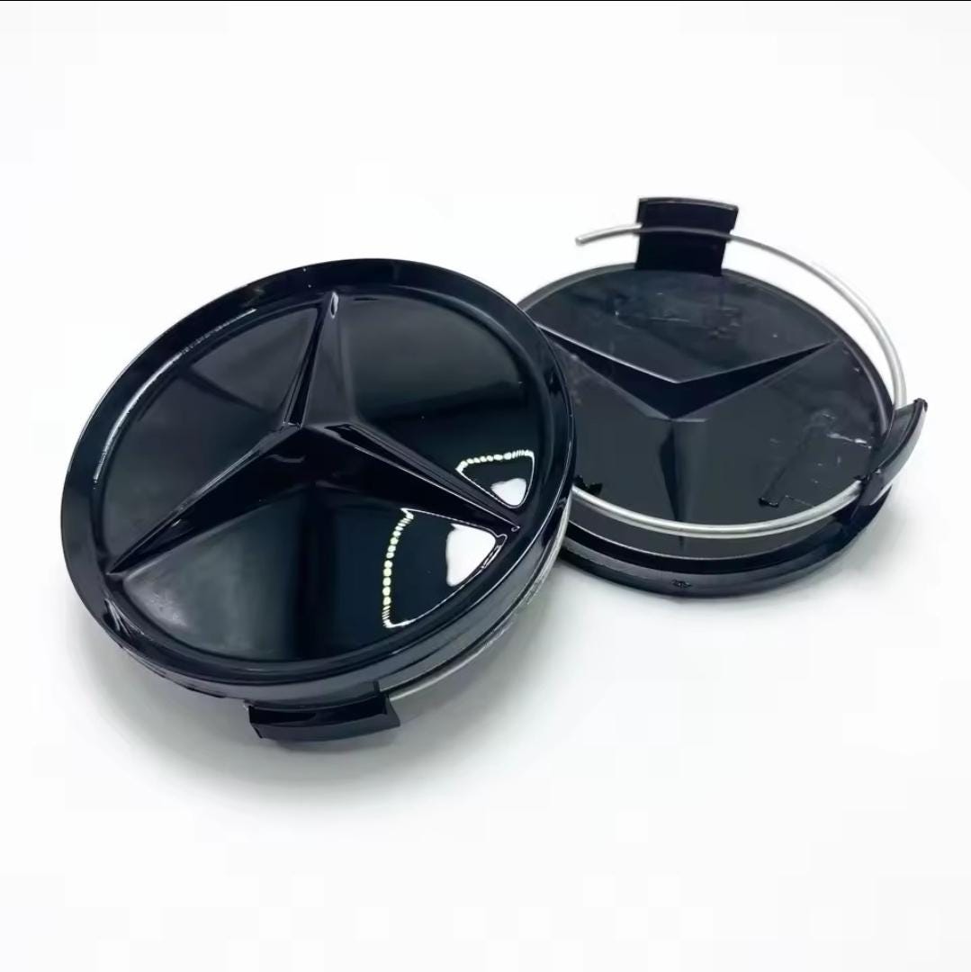 75mm Gloss Black Mercedes Style Wheel Centre Caps | Replacement Alloy ...