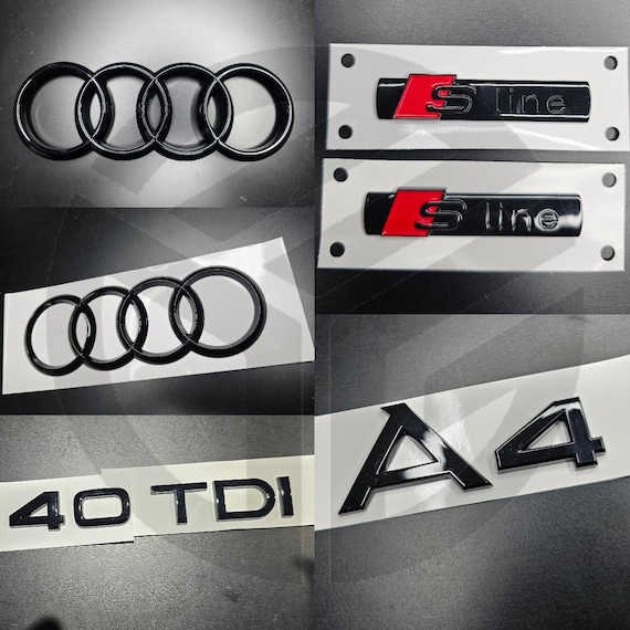 Audi A4 2020+ グロスブラックバッジ グリル/ブーツ/フェンダーセット 