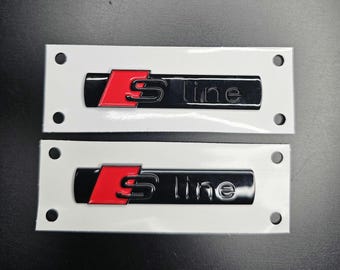 Audi 2 x S-Line Gloss Black Fender Badges All Models Audi 2 x S-Line (UK Stock)
