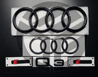Audi Q3 2019-2025 Gloss Black Badges Grille/Boot/Fender Full Set 2 X S-Line