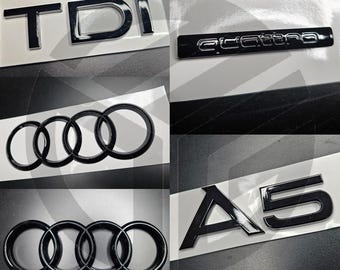 Audi A5 Coupé 2017-2019 - Insignias en negro brillante para parrilla y maletero, TDI y Quattro