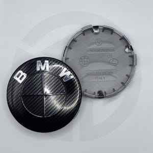 56mm BMW Wheel Centre Caps Carbon Fibre Style | Black Alloy Wheel Hub Caps | Replacement Badge Set of 4 | BMW Wheel Emblem
