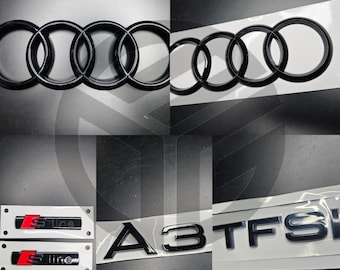 Audi A3 2021+ 8Y Gloss Black Badges GRILLE/Boot/FENDER Set/ 2 X S-Line/TFSI