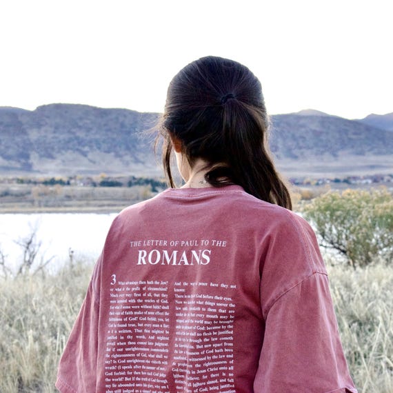 Streetwear Heavyweight Oversized Scripture T-shirts. Romans 1-16. Bible Chapters. Christian Shirts. Evangelism T-Shirt. 100% Cotton.
