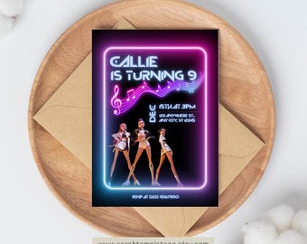 Neon KPOP Demon Hunters Birthday Invitation | Editable Canva Party Invite