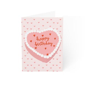 Cartes de voeux, Carte d'anniversaire avec gâteau en forme de coeur, Ensemble de papeterie, Jolies cartes, Faire-part à une fête, Cartes de célébration, Paquet de cartes-cadeau
