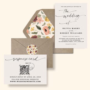 Minimalist Wedding Invitation Template with QR Code RSVP (Digital Download)