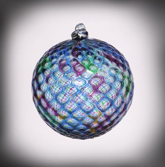 HAND BLOWN GLASS Christmas Ornament Suncatcher Ball Faceted Etsy