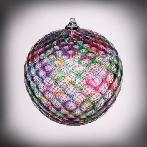 HAND BLOWN GLASS Christmas Ornament Suncatcher Ball Faceted Etsy