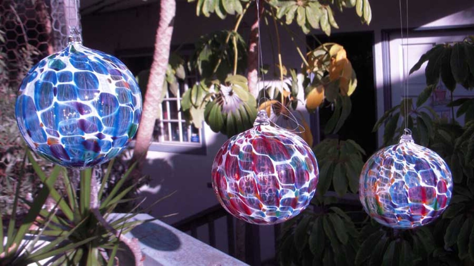 HAND BLOWN GLASS Christmas Ornament Suncatcher Ball Multi Etsy