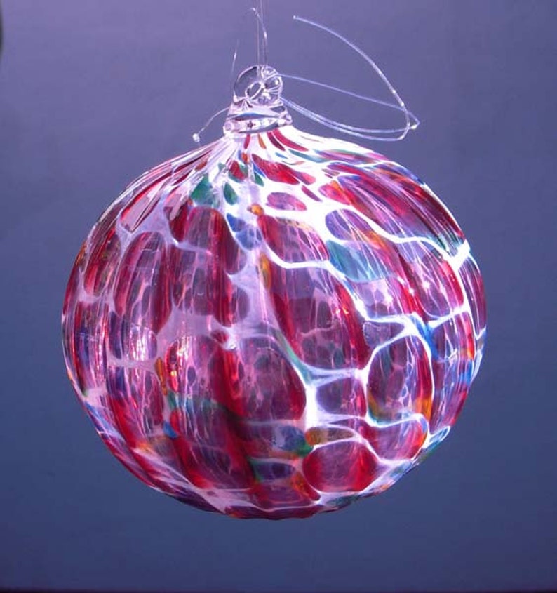 HAND BLOWN GLASS Christmas Ornament Suncatcher Ball Multi Etsy