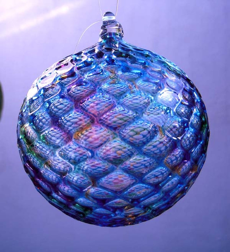 HAND BLOWN GLASS Christmas Ornament Suncatcher Ball Faceted - Etsy