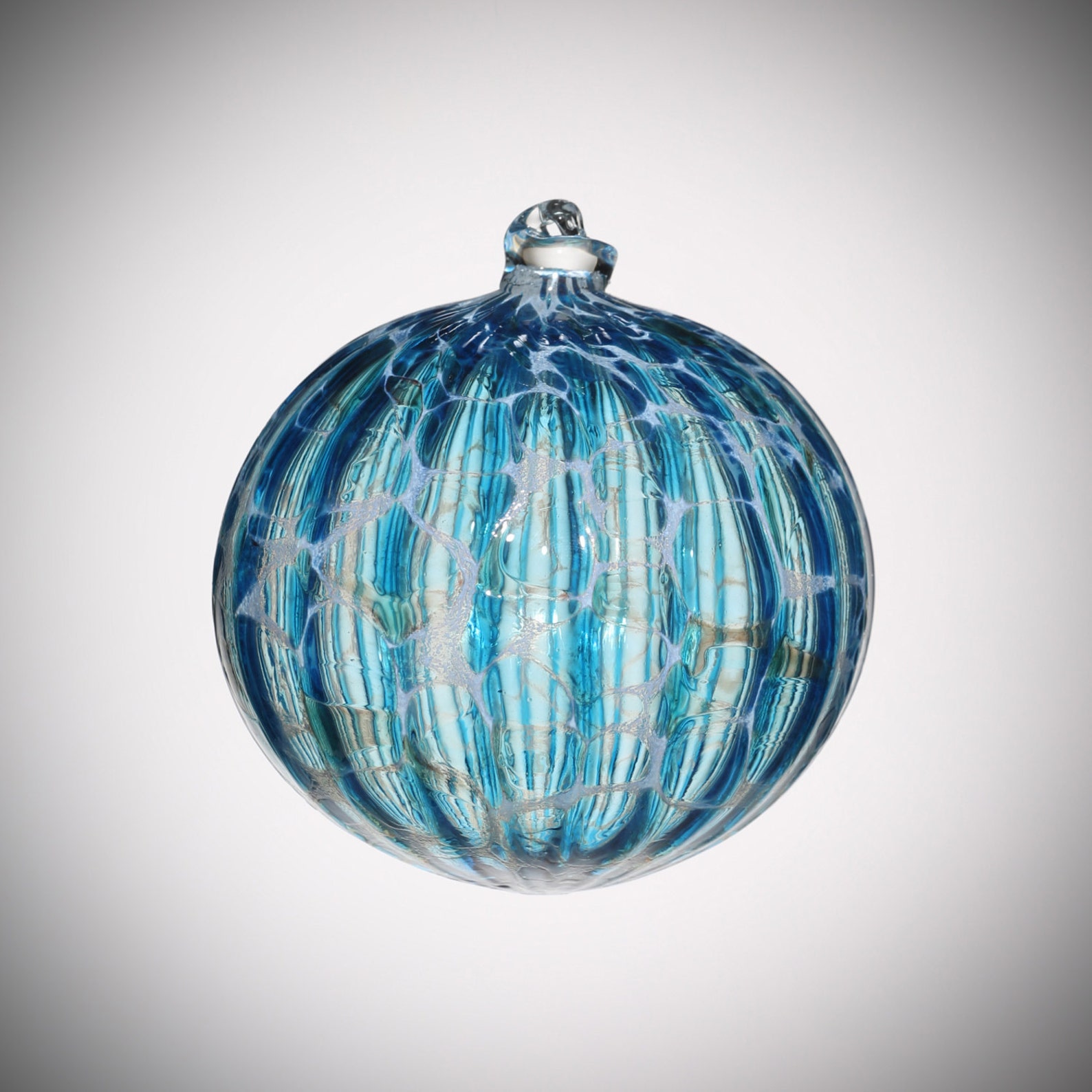 HAND BLOWN GLASS Christmas Ornament Suncatcher Ball Aqua Blue Etsy