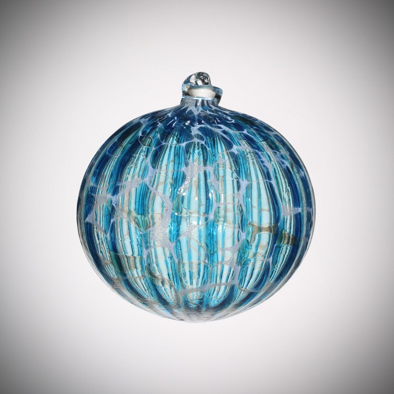 HAND BLOWN GLASS Christmas Ornament Suncatcher Ball Aqua Blue Etsy