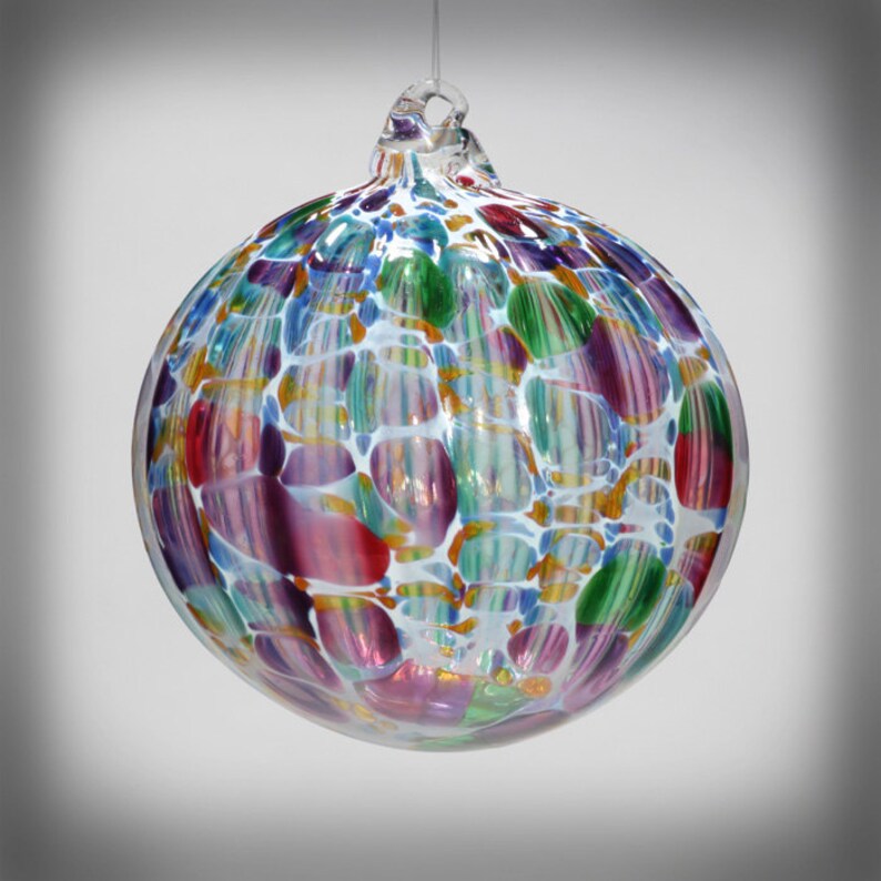HAND BLOWN GLASS Christmas Ornament Suncatcher Ball Multi Etsy