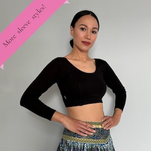 Black Cotton Saree Blouse: Stretchy Choli Top, XS-5XL