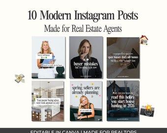 Realtor Instagram Templates | Modern Real Estate Marketing (Editable Canva) | Modern Realtor Instagram Posts | IG Real Estate Branding