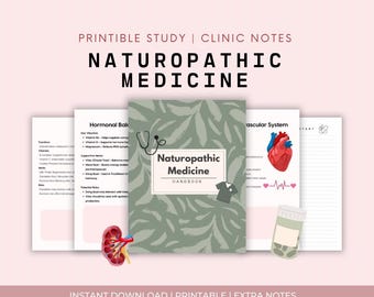 Naturopathic Medicine Handbook | Naturopath Study Notes | Naturopathic Doctor | Vitamins and Herbs Notes | Medical Student | Holistic Health