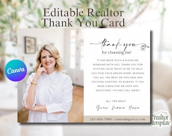 Editable Realtor Thank You Card Template | Canva Editable| Real Estate Marketing | Real Estate Agent Card | Brokerage Thank You