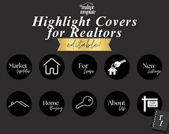 10 Real Estate Themed Highlight Covers for Instagram | Real Estate Marketing | Real Estate Templates | Real Estate Agent | Realtor