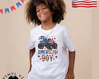 Koszulka dziecięca Monster Truck z okazji 4 lipca: All American Boy T-Shirt