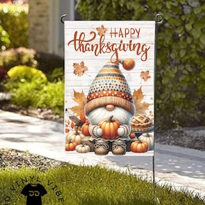 Thanksgiving Gnome Garden Flag: Double-Sided Autumn Decor