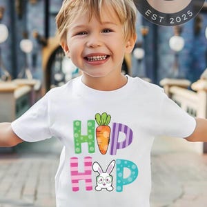 Camiseta de Pascua de hip hop para niños pequeños: camiseta de conejo