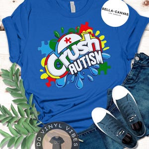 Autism Awareness Adult Unisex Tee, CRUSH Autism Shirt, Autism Support Tshirt, Neurodiversity Gift, Inclusion Apparel, Short Sleeve Top