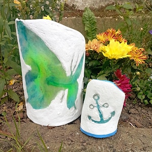Lantern and tealight made of concrete and epoxy resin – two handmade unique pieces!