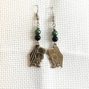 Handmade Palestine Earrings: Beaded Feathers & Symbolic Map Design
