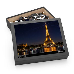 Romantic Paris Night The Sparkling Eiffel Tower and Seine River Puzzle Art (120, 252, 500-Piece)
