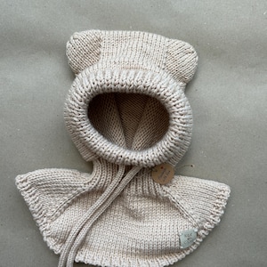 Baby balaclava/Toddler Knit Hat/Bear Ear Hat/Baby winter Hat/Baby Helmet Hat/Knit Baby Hood/Kids Balaclava/Warm baby Hat/Baby Hat With Ears