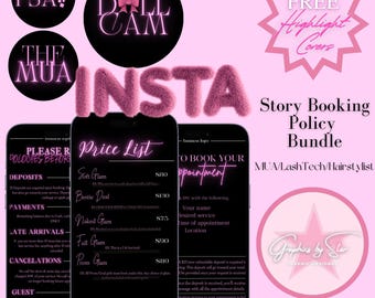 Luxus Instagram Buchung Richtlinien Vorlage MUA Lash Tech (Canva bearbeitbar)