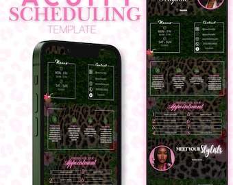 Acuity Scheduling Template | Lash Tech Canva Booking Website (Cheetah Print)