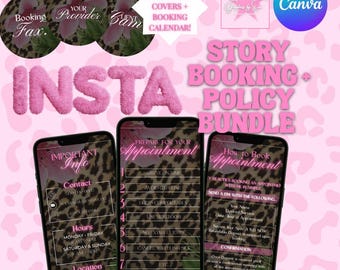 Cheetah Print Instagram Story Buchungsrichtlinie Vorlage, Pink Leopard Canva Bearbeitbar