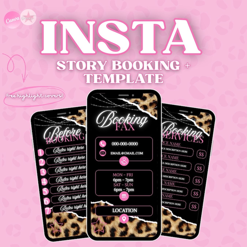 Professional Instagram Story Templates Pink Leopard | Booking ...