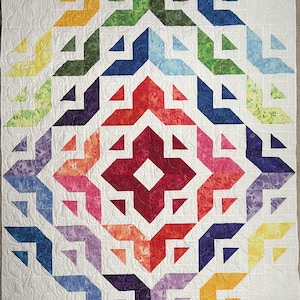 Handmade Rainbow Geometric Quilt