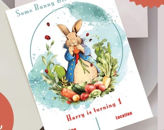 Peter Rabbit Birthday Invitation, Beatrix Potter Theme (Printable & Editable)