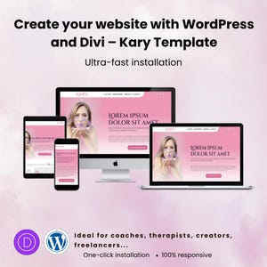 Divi WordPress Website Template – Turnkey Kary Template | For Coach, Therapist, Designer | Feminine & Responsive Design