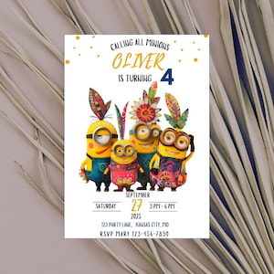 Minion Birthday Invitation, Minions Party Invitation, Editable, 5x7