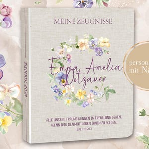 ZEUGNISMAPPE mit Namen personalisiert, Mädchen, Zeugnisse, Ordner, Schule, personalisiert