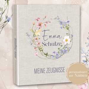 ZEUGNISMAPPE mit Namen personalisiert, Mädchen, Zeugnisse, Ordner, Schule, personalisiert
