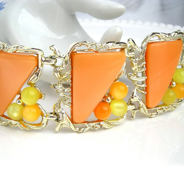 Vintage PAM Signed Tangerine Orange Thermoset Bracelet