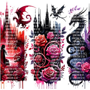 High Fantasy Clipart Romantyczny Jeździec Smoka Clipart Róża Smok Clipart Dziewczyna Projekt Książki Magiczne Książki Bajkowe Książkowe Sublimacja
