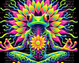 Frog And Peace Sign Png, Hippie Frog PNG, Tie Dye Peace Sublimation Design, Groovy Boho Frog Retro 70s Digital Download