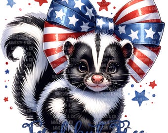 Feral But Free Skunk Png, Funny Skunk Sublimation Design, Patriotic Skunk Digital File, Funny 4th of July PNG, USA Freedom Shirt Png
