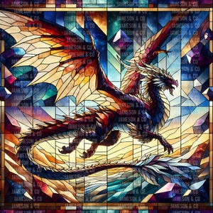 Witraż Smok Wysoka Fantastyka Clipart Jeździec Smoków Magia Bajka Książkowa Wyobraźnia Sublimacja