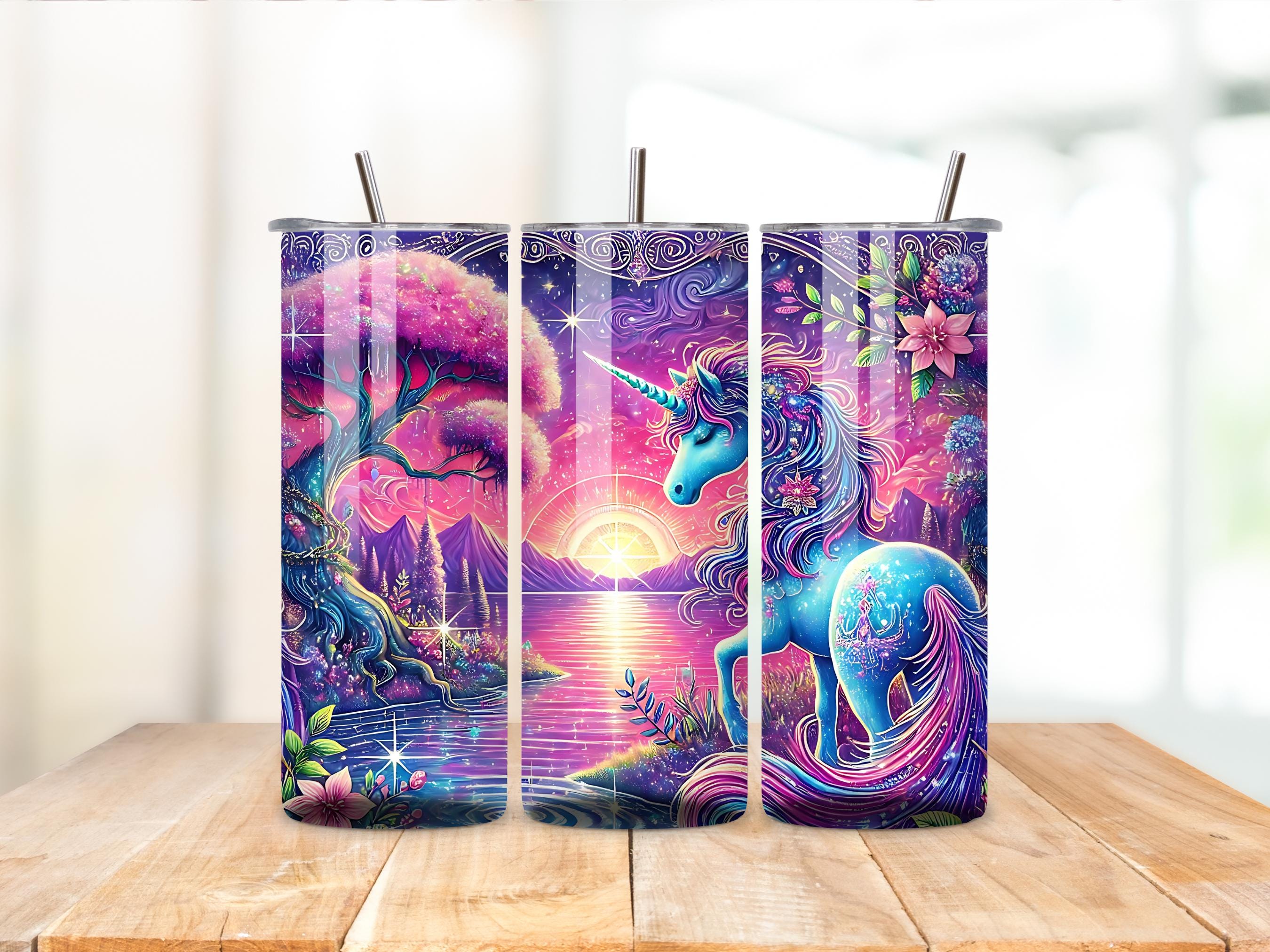 Rainbow Unicorn 20 oz Skinny Tumbler Sublimation Design Digital Download PNG Sparkle Magical Unicorn Fantasy DIGITAL ONLY Tumbler Wrap