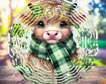 Highland Cow Clipart Cute Highland Cow Garden Wind Spinner Design Windspinner PNG  Sublimation Spinners Yard Spinner Baby Highland Cow
